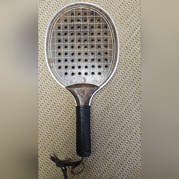 Vintage Sportcraft Wood Paddle Tennis Racket with Black Grip - Picture 2 of 2